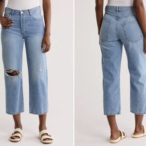 Etica Altin Loose Crop Ithaca Distressed Ripped Demin Jeans NEW $268 Size 25